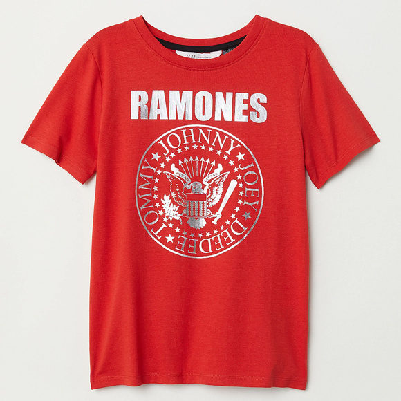 Ramones Logo Foil Logo punk rock cotton H&M T-Shirt 4-6 6-8 8-10 Boys NWT - Picture 1 of 2